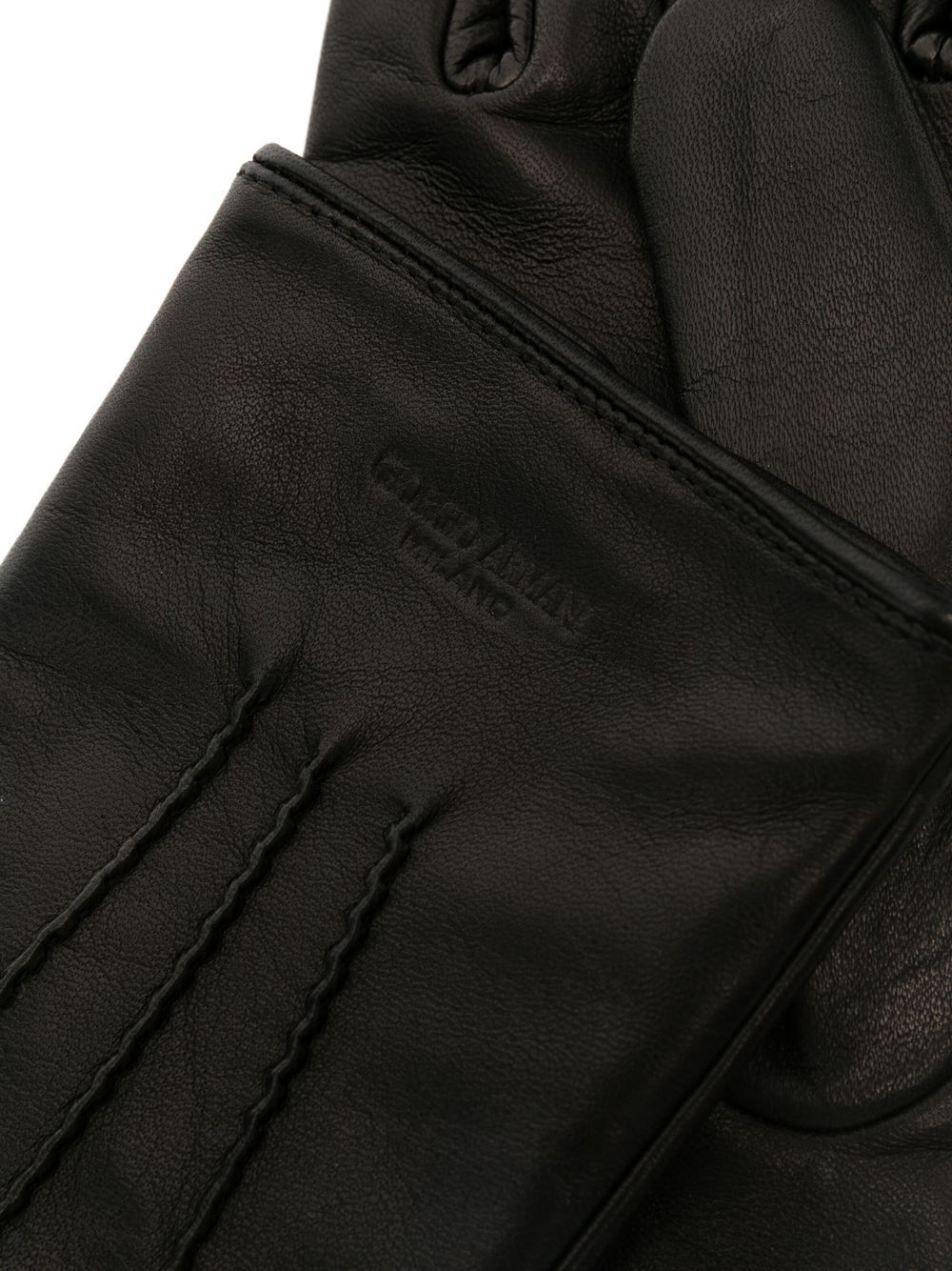 logo-stamped leather gloves