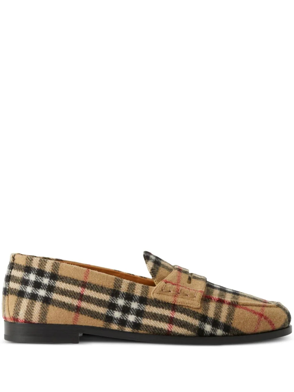 Burberry Check Pattern Round Toe Loafers