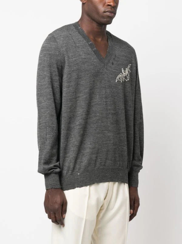 Mélange-Effect Logo-Print Jumper