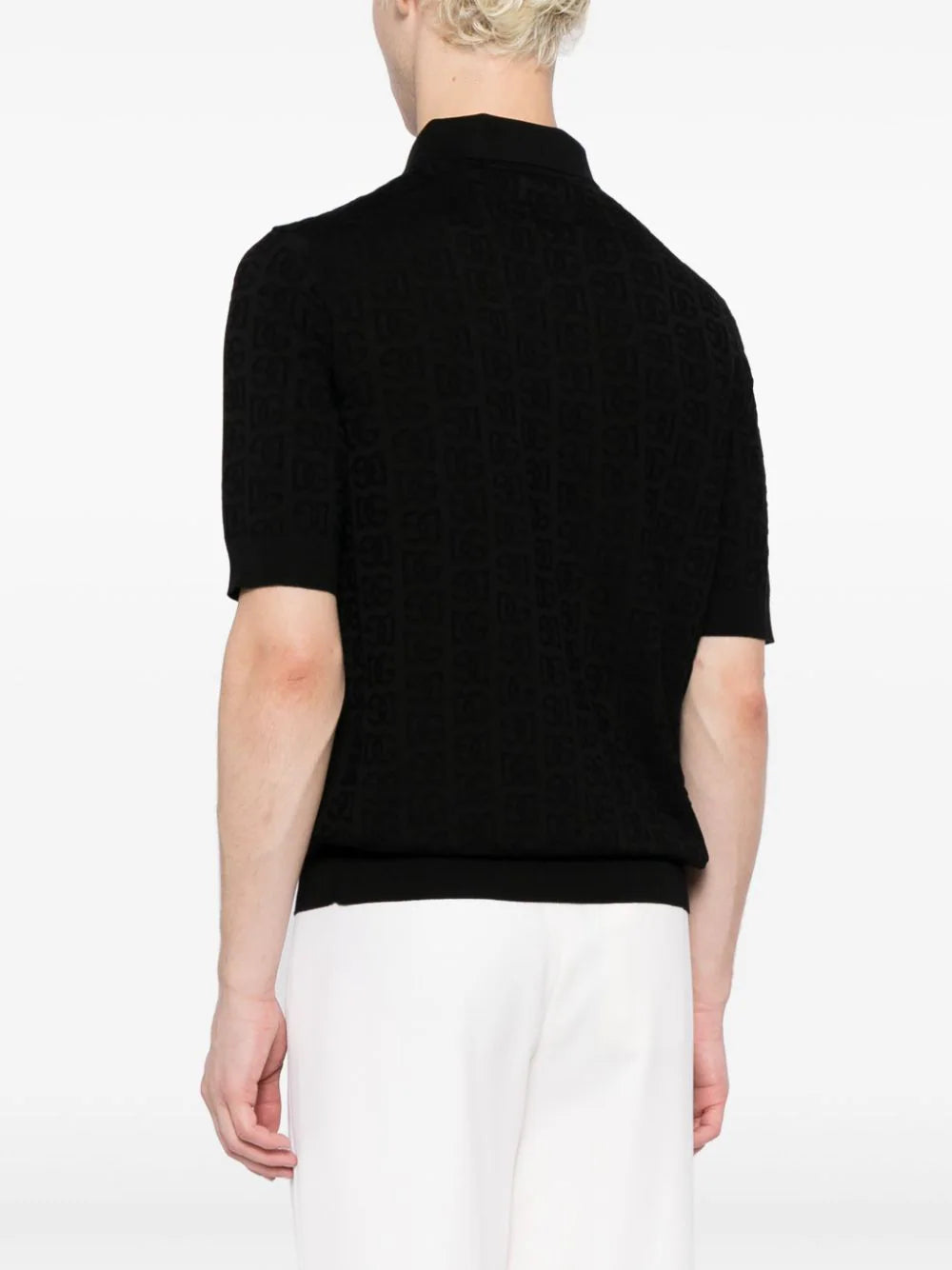 Monogram-Jacquard Silk Polo Shirt