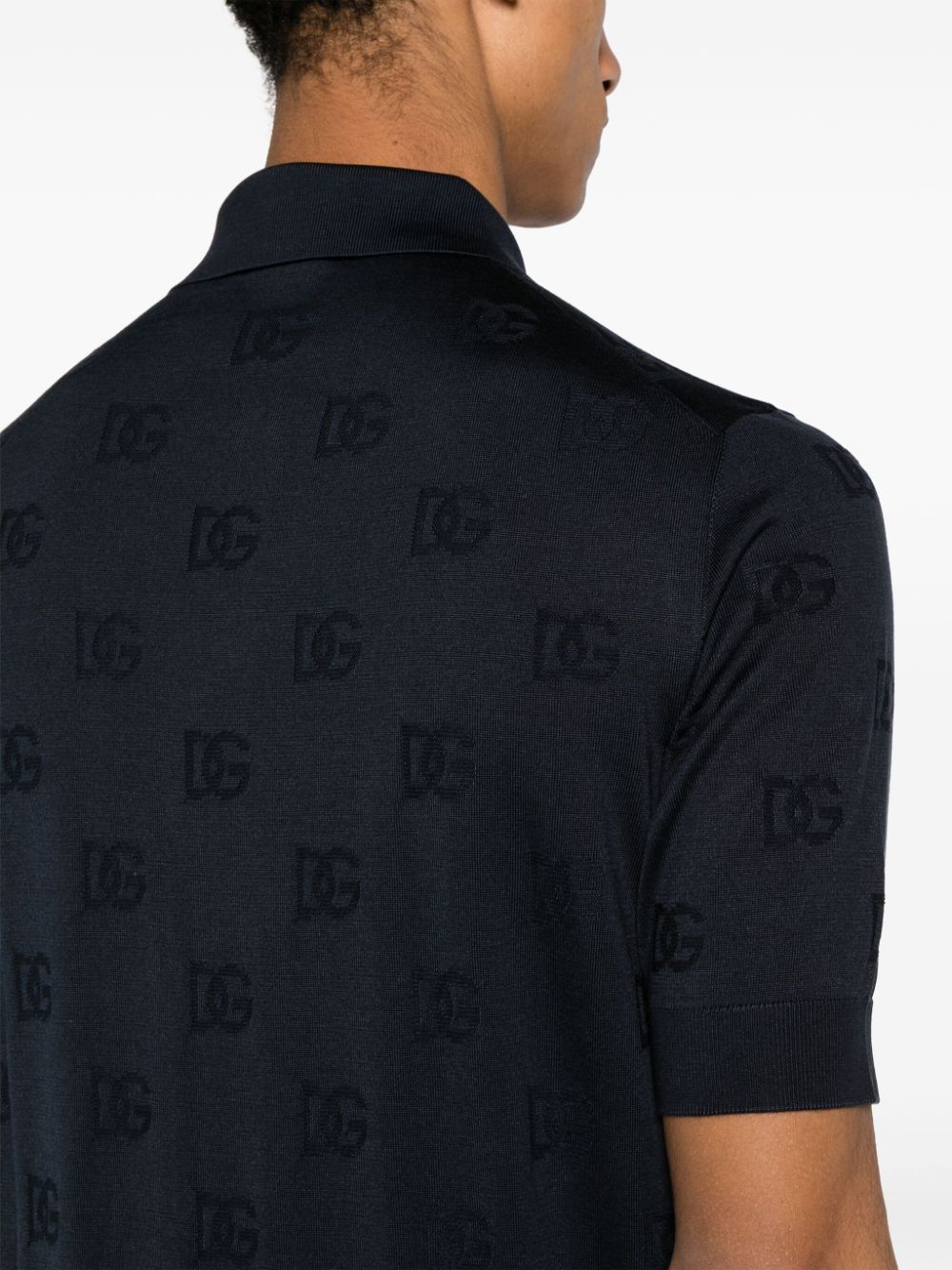 Logo-Jacquard Silk Polo Shirt