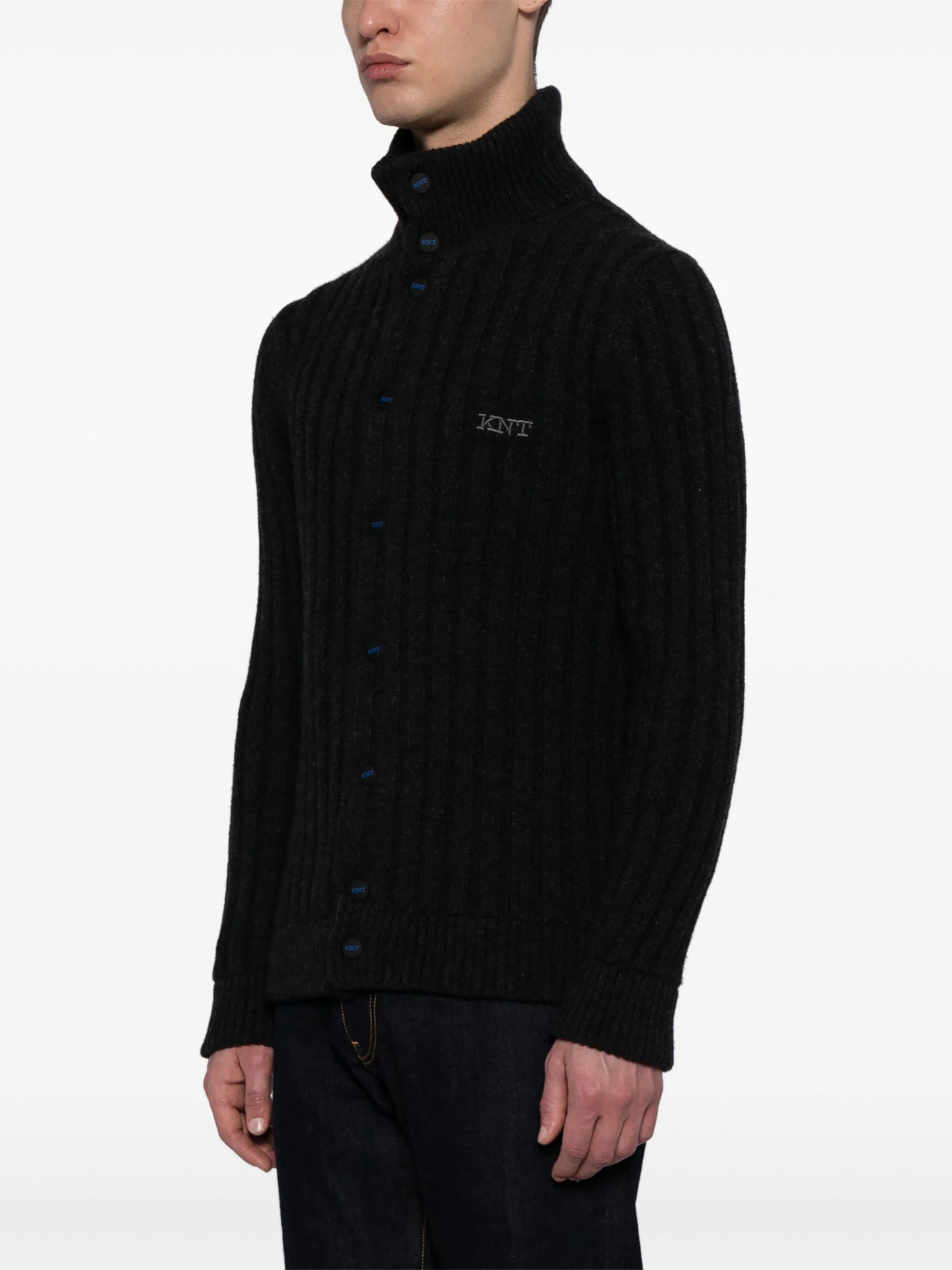 Logo-Embroidered Wool Cardigan