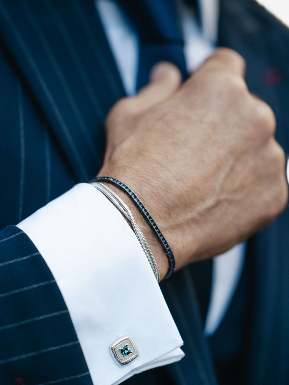 Stone-Detail Square Cufflinks