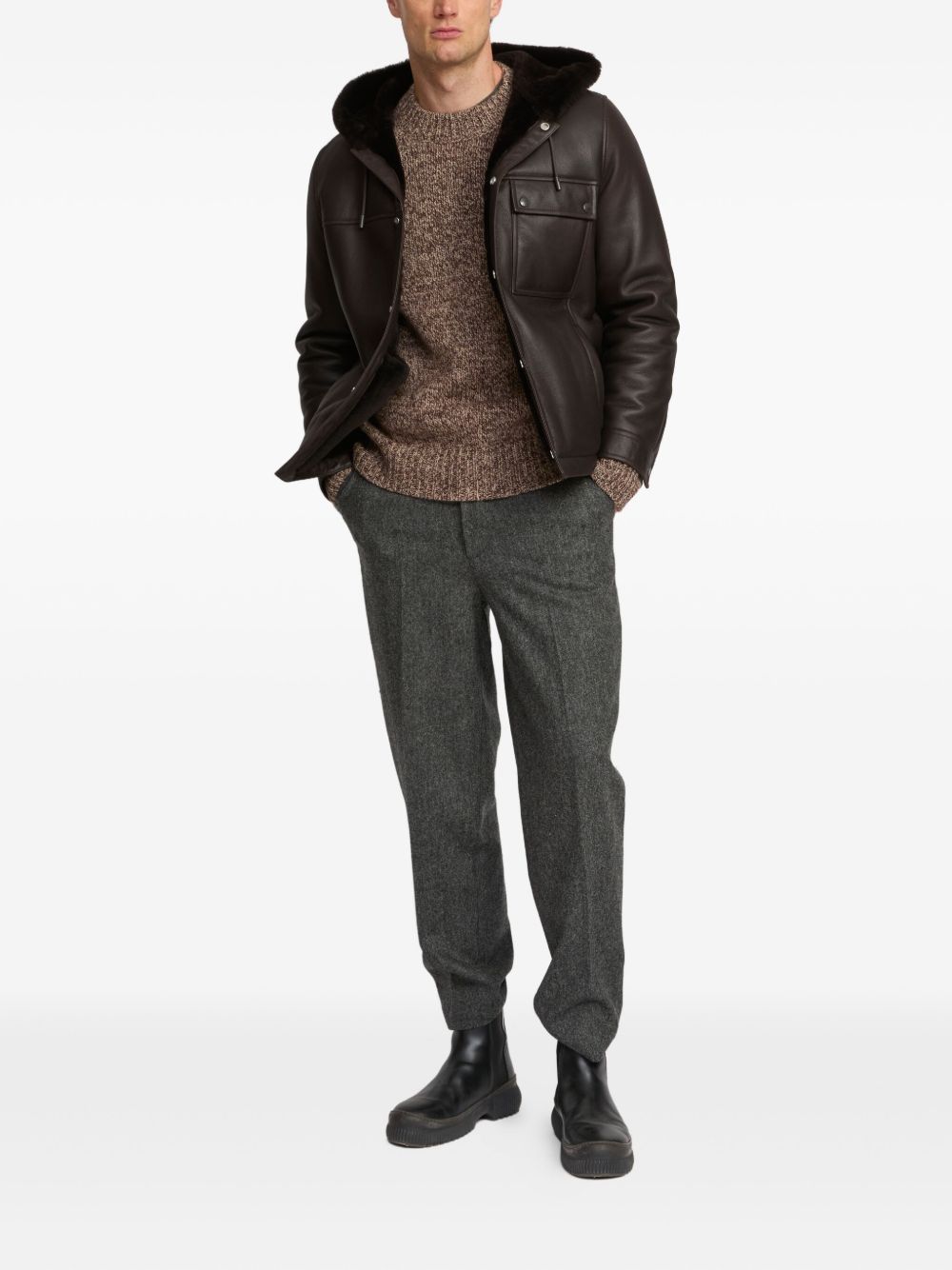 hooded shearling jacket