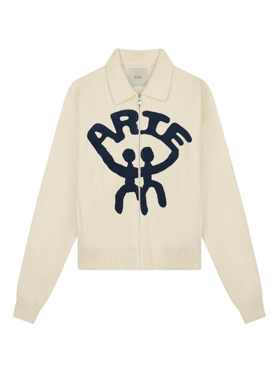 Zip-Up Embroidered Cardigan