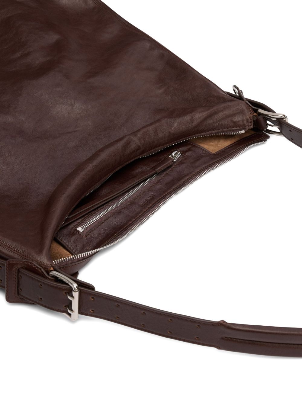 belted leather tote bag