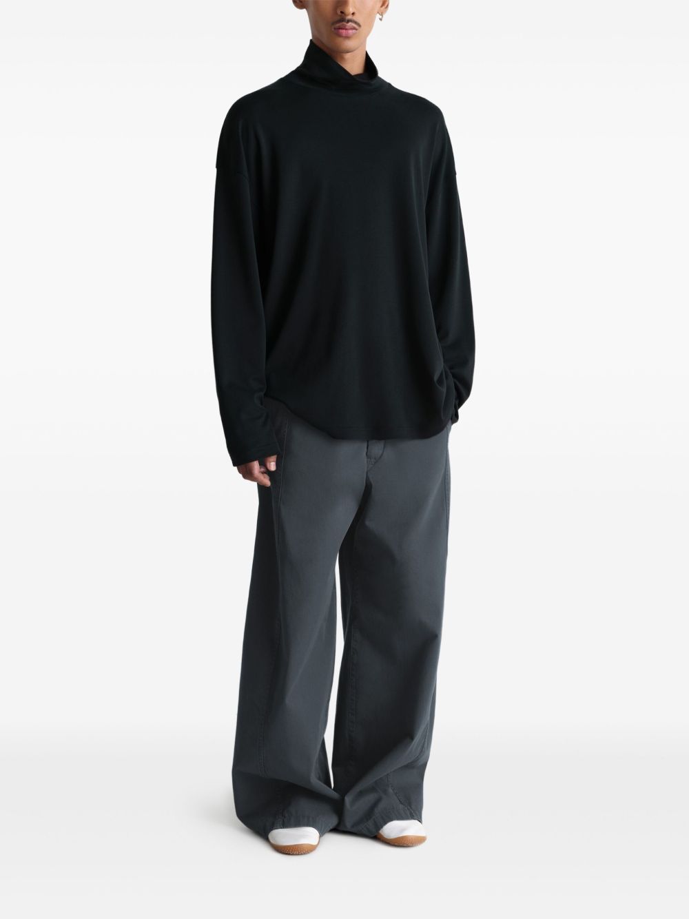 mock-neck long-sleeve T-shirt