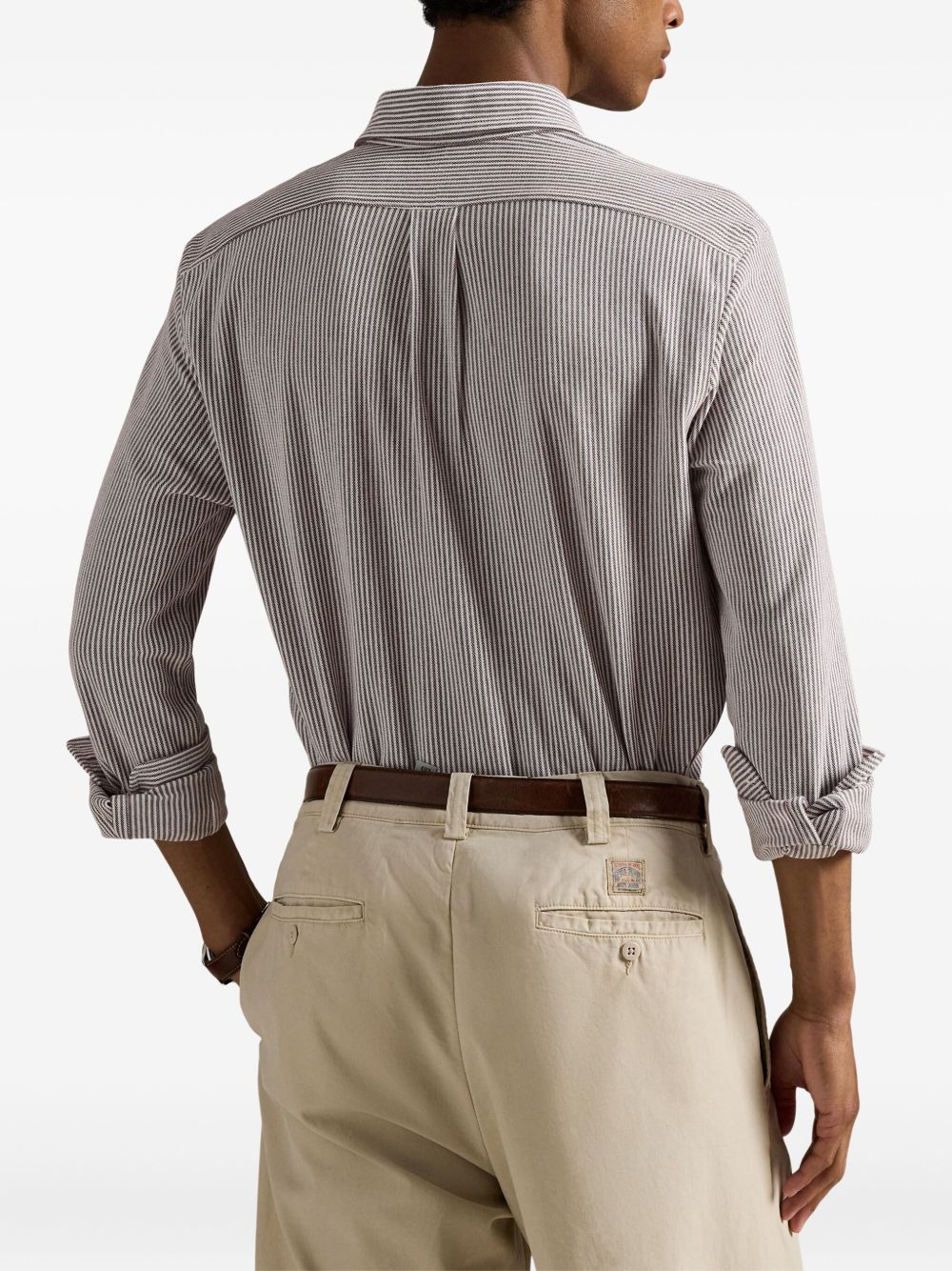 striped button-up shirt