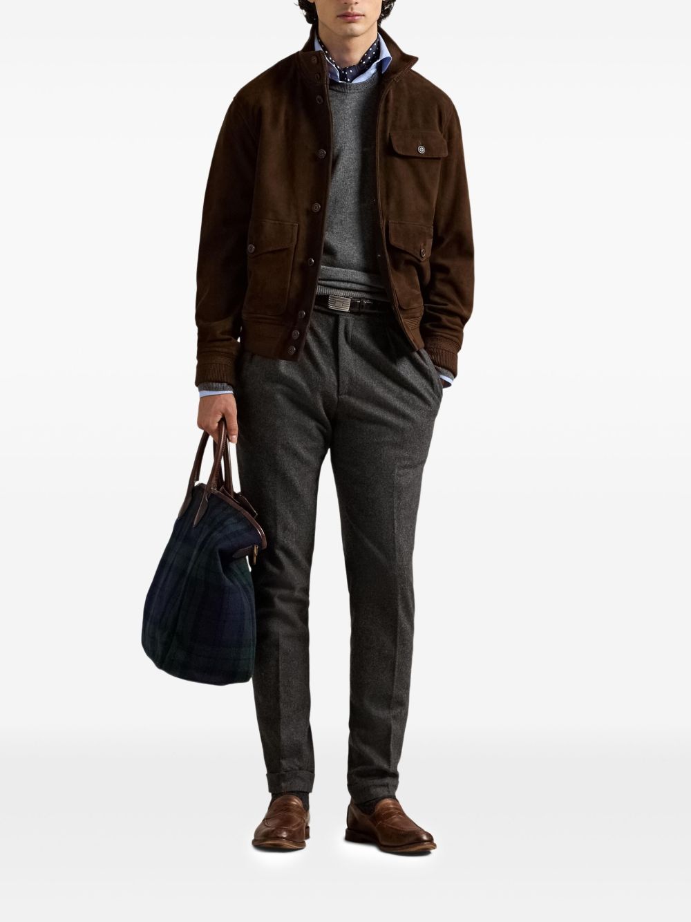 button-up suede jacket