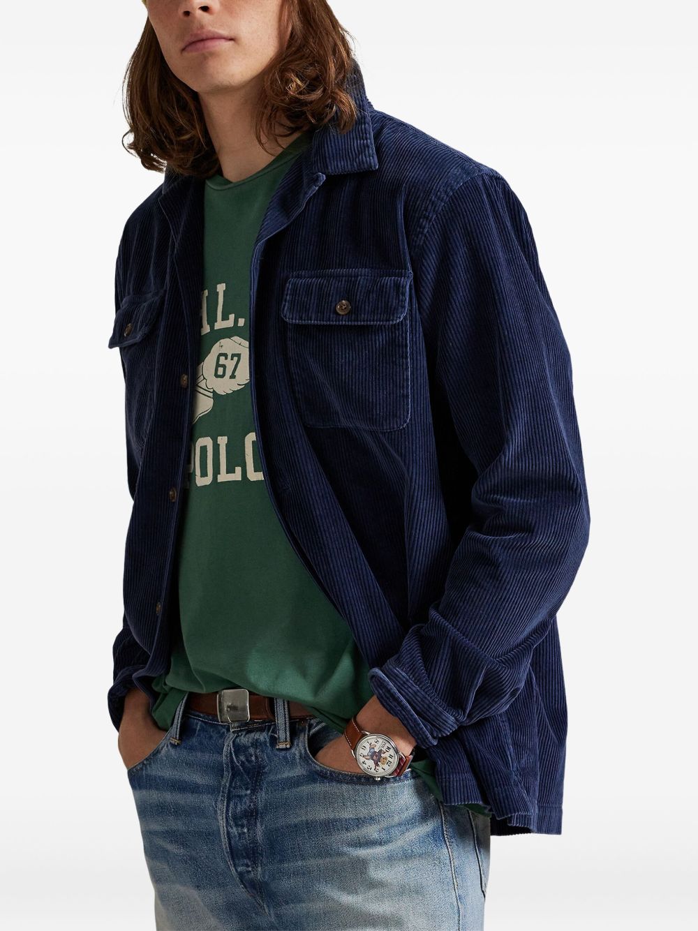 patch-pockets long sleeve shirt