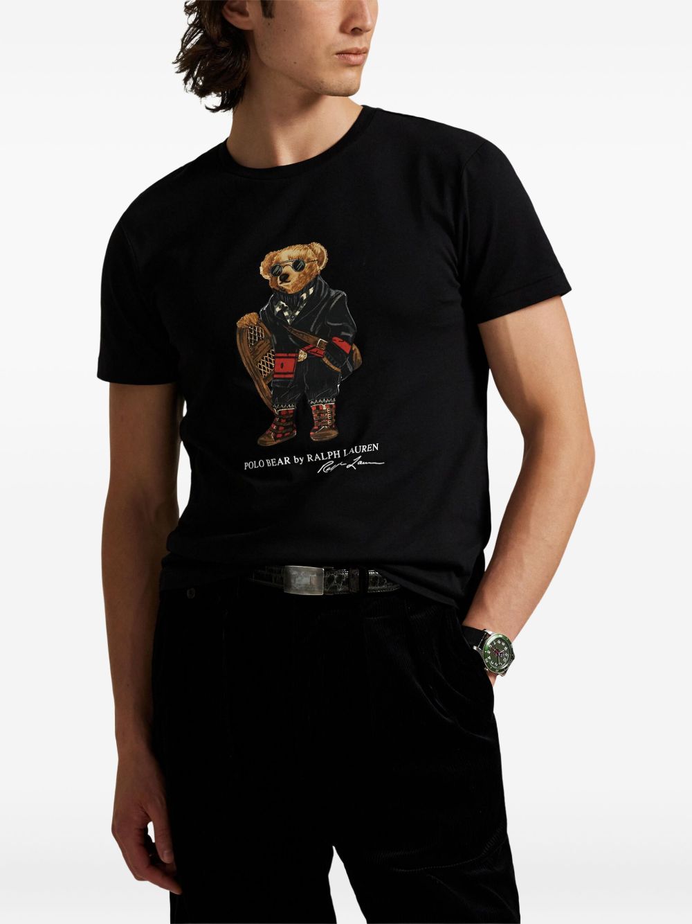 bear-print cotton T-shirt