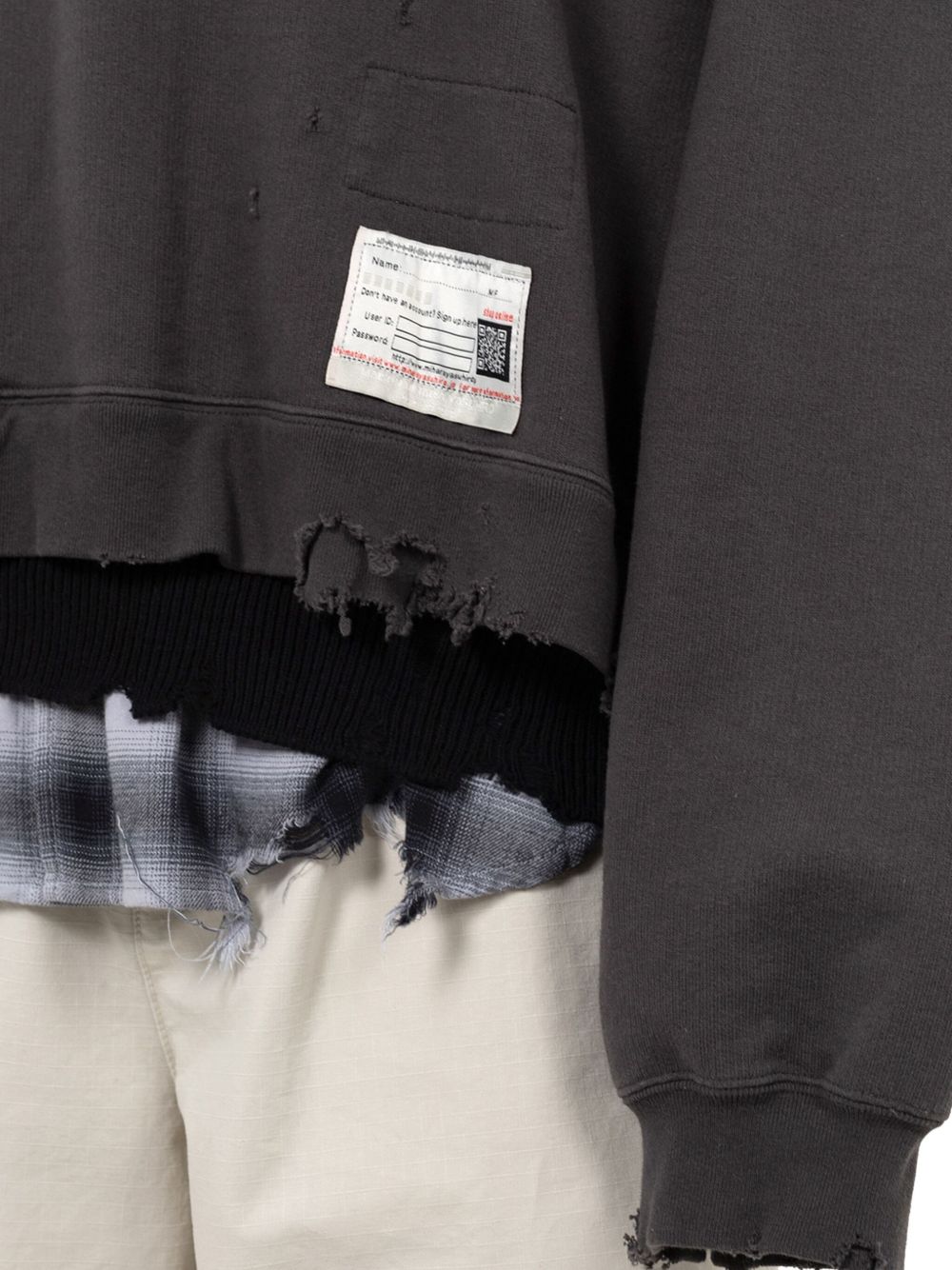 layered distressed-detail sweatshirt