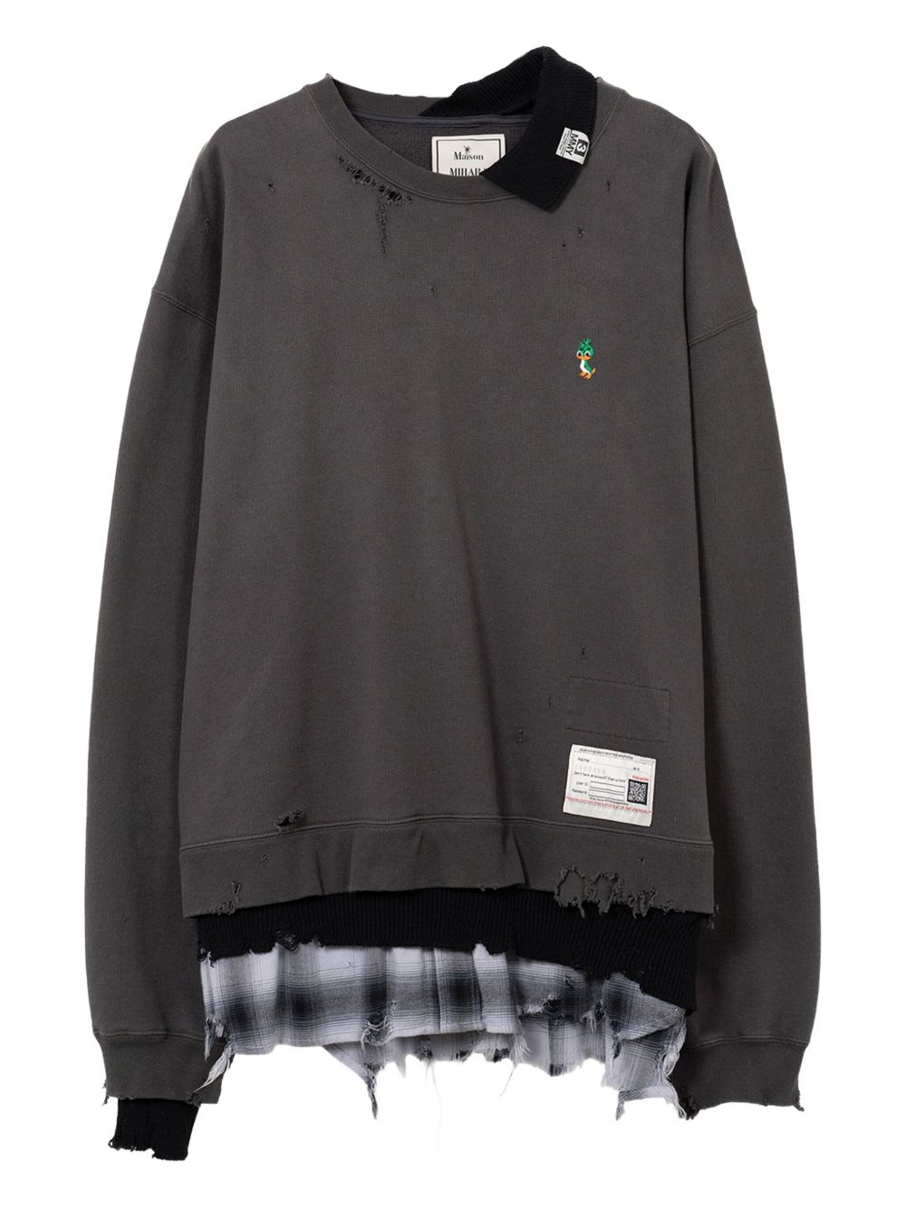 layered distressed-detail sweatshirt