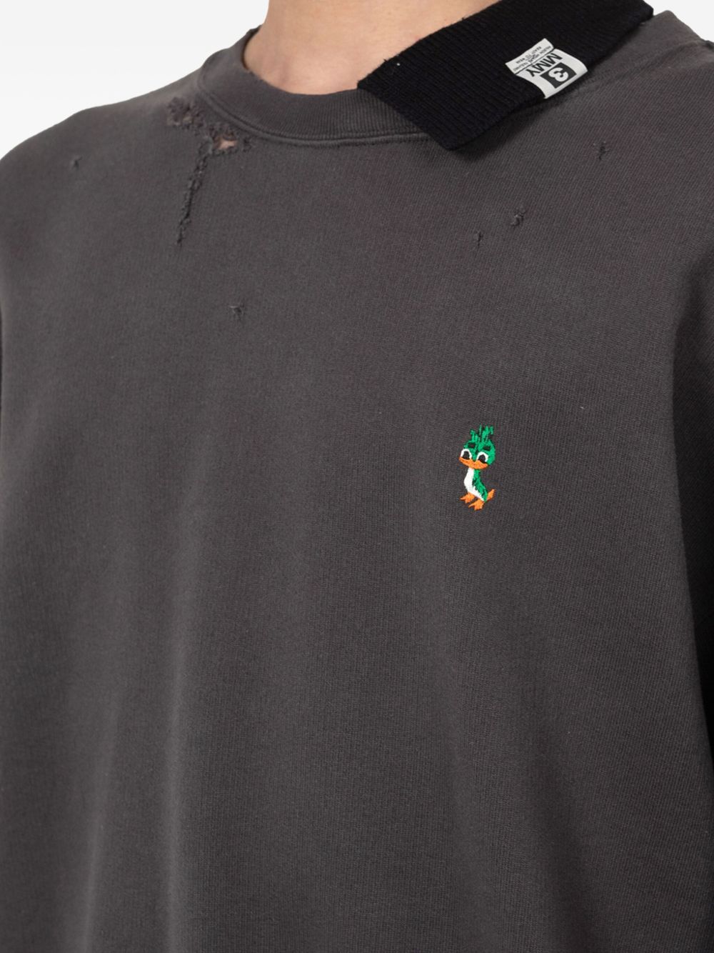 layered distressed-detail sweatshirt