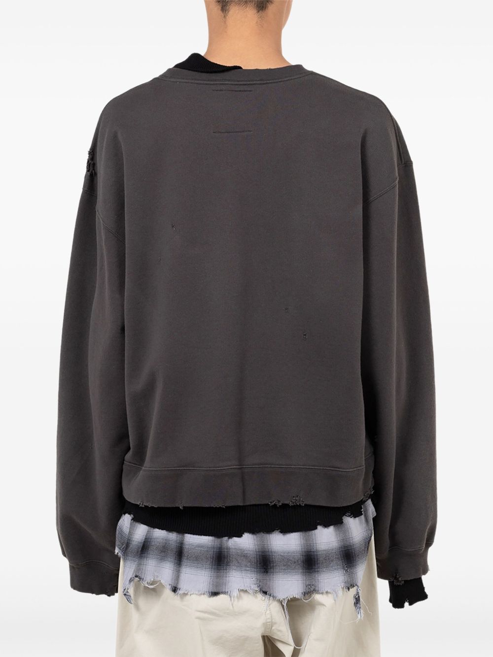 layered distressed-detail sweatshirt