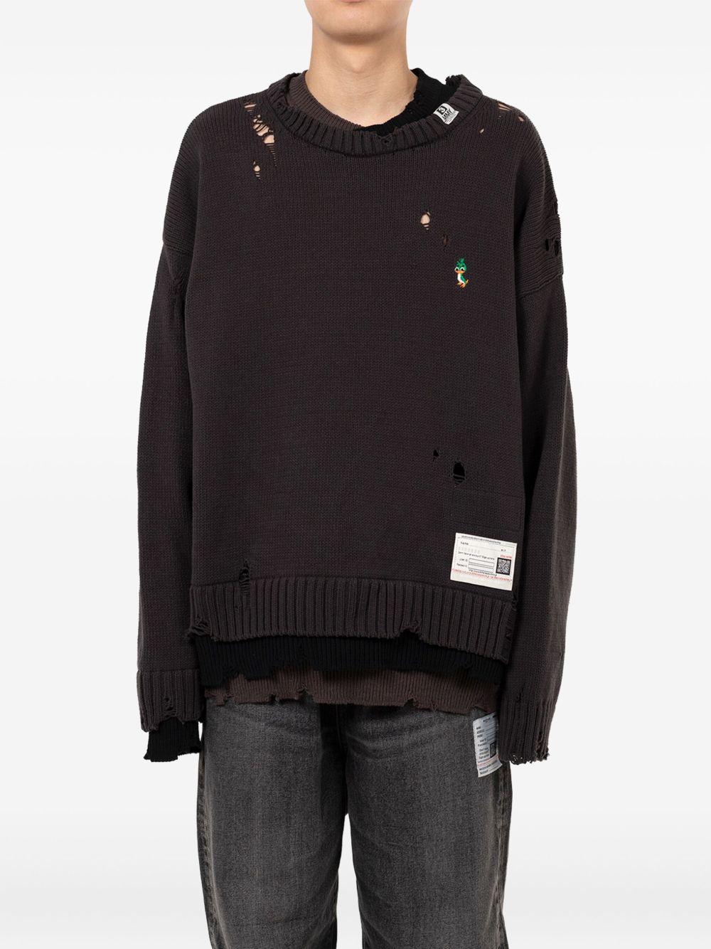 distressed layered sweater