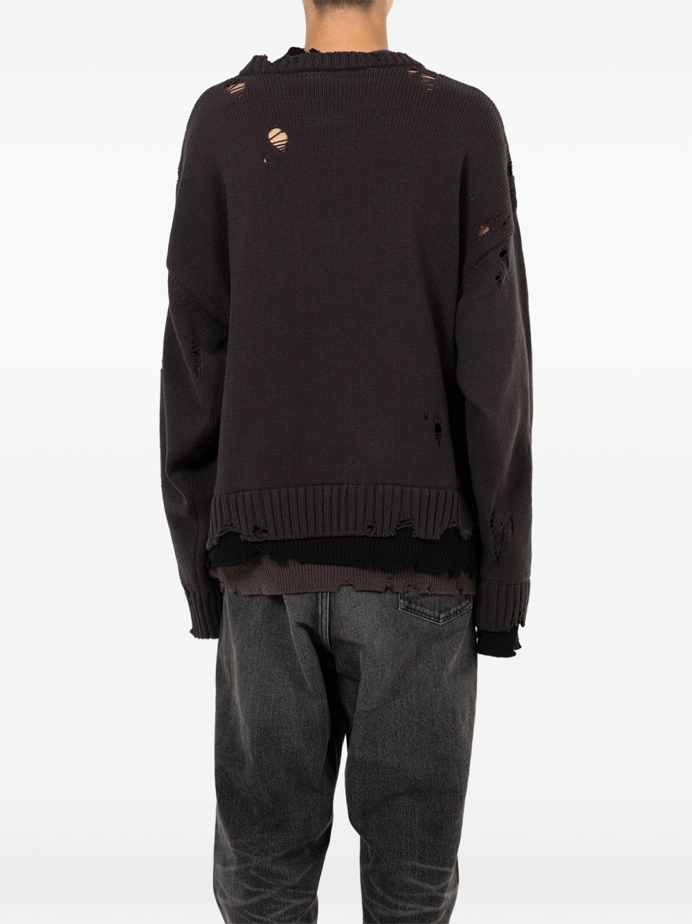 distressed layered sweater