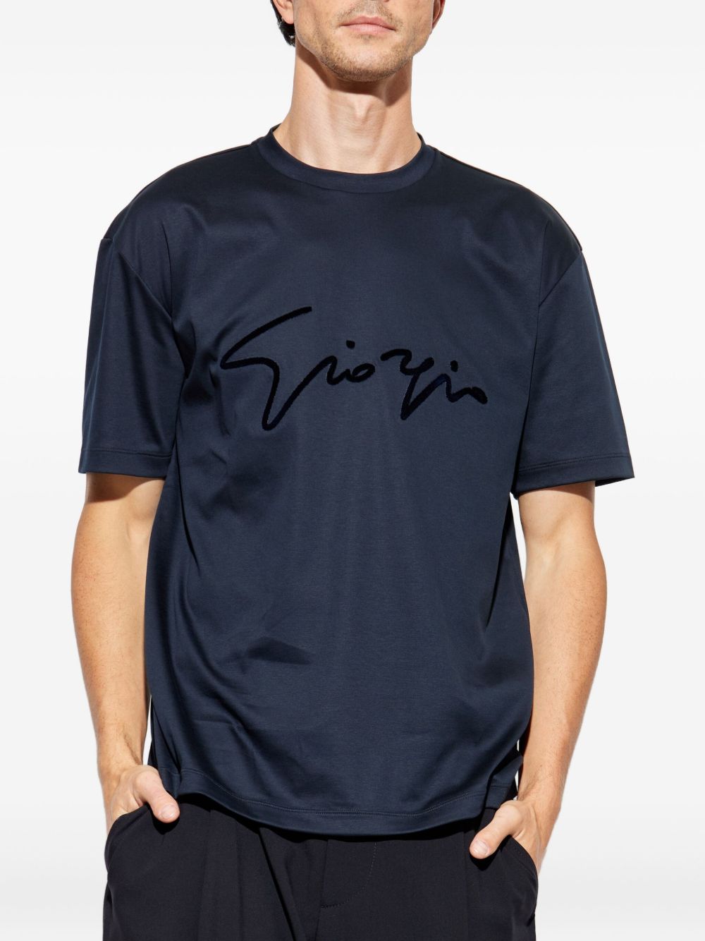 signature-embroidered cotton T-shirt