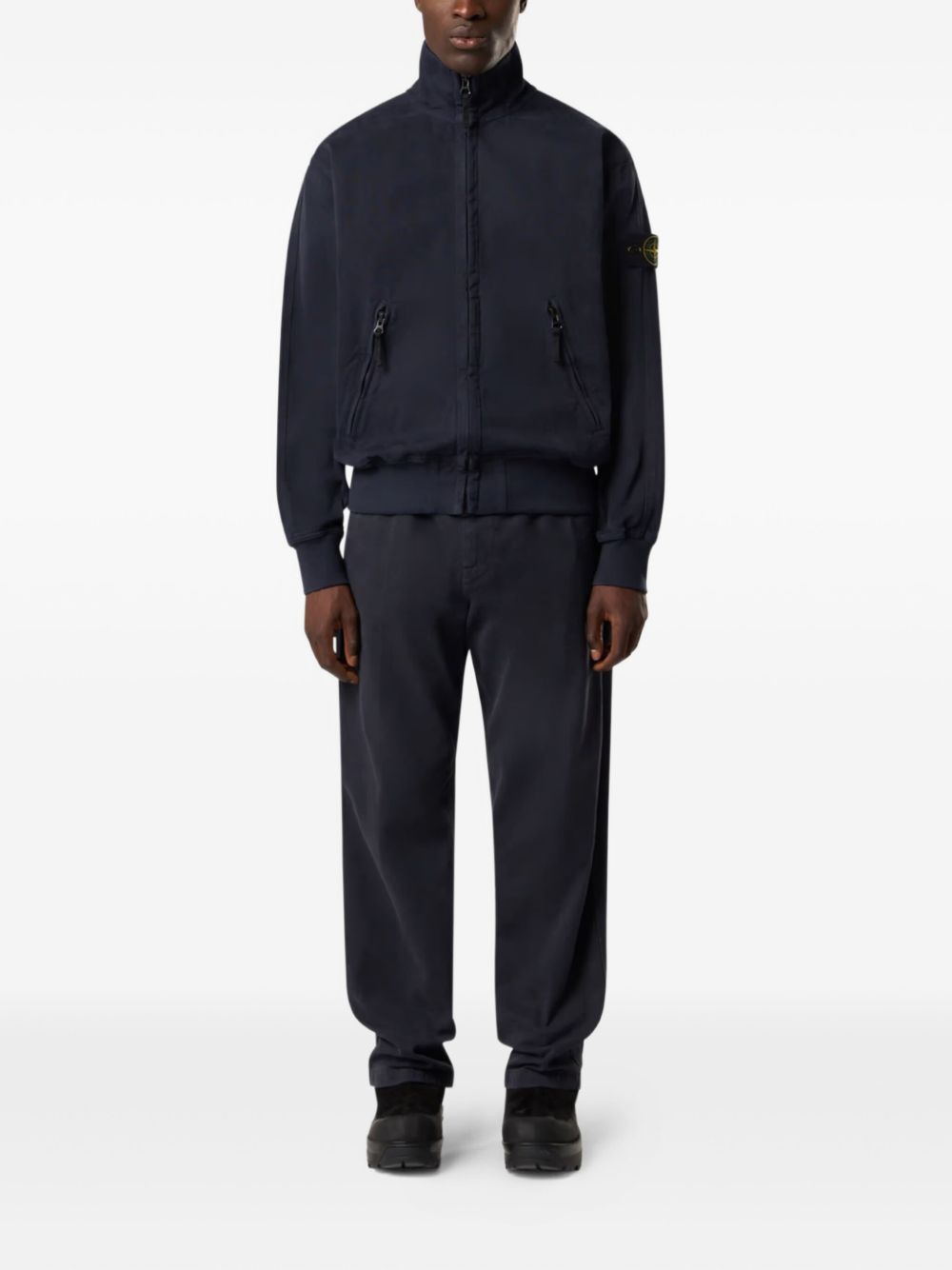 zip-fastening welt-pockets sweatshirt