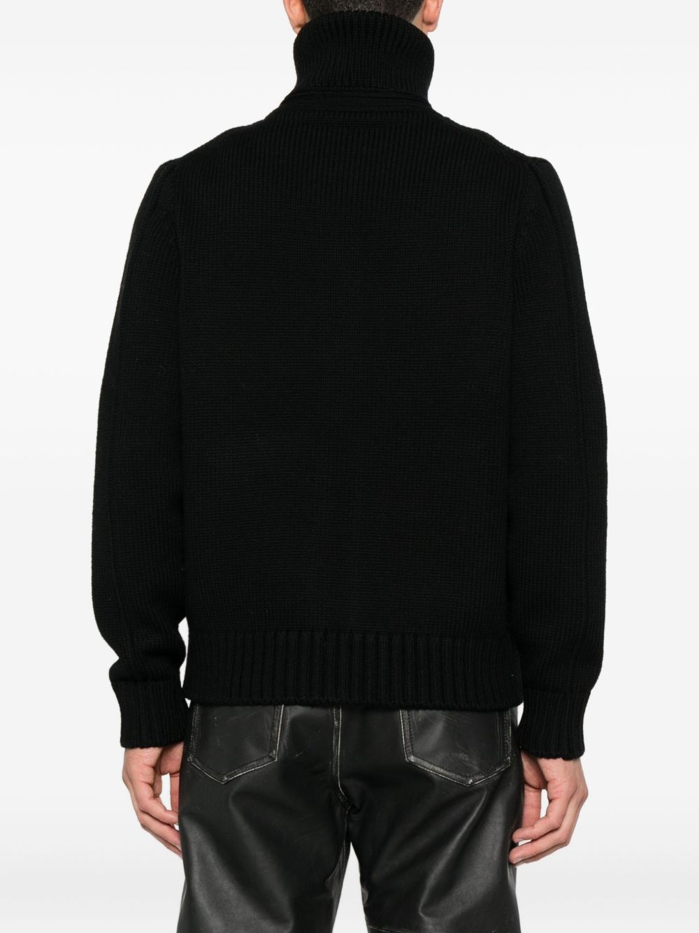 zip-front ribbed wool jacket