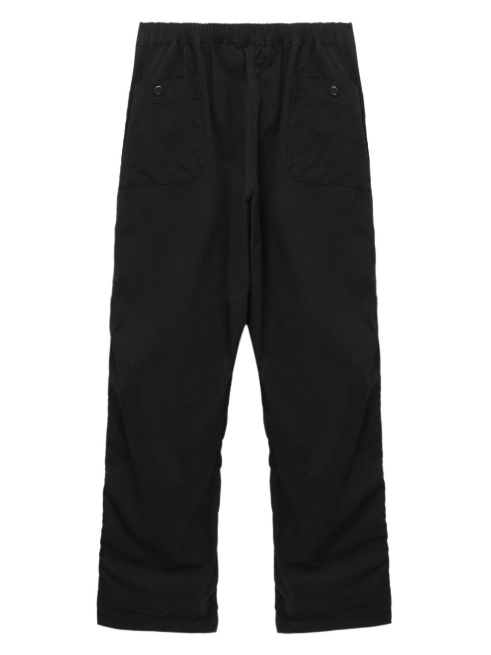 elastic-waist pocketed straight-leg trousers