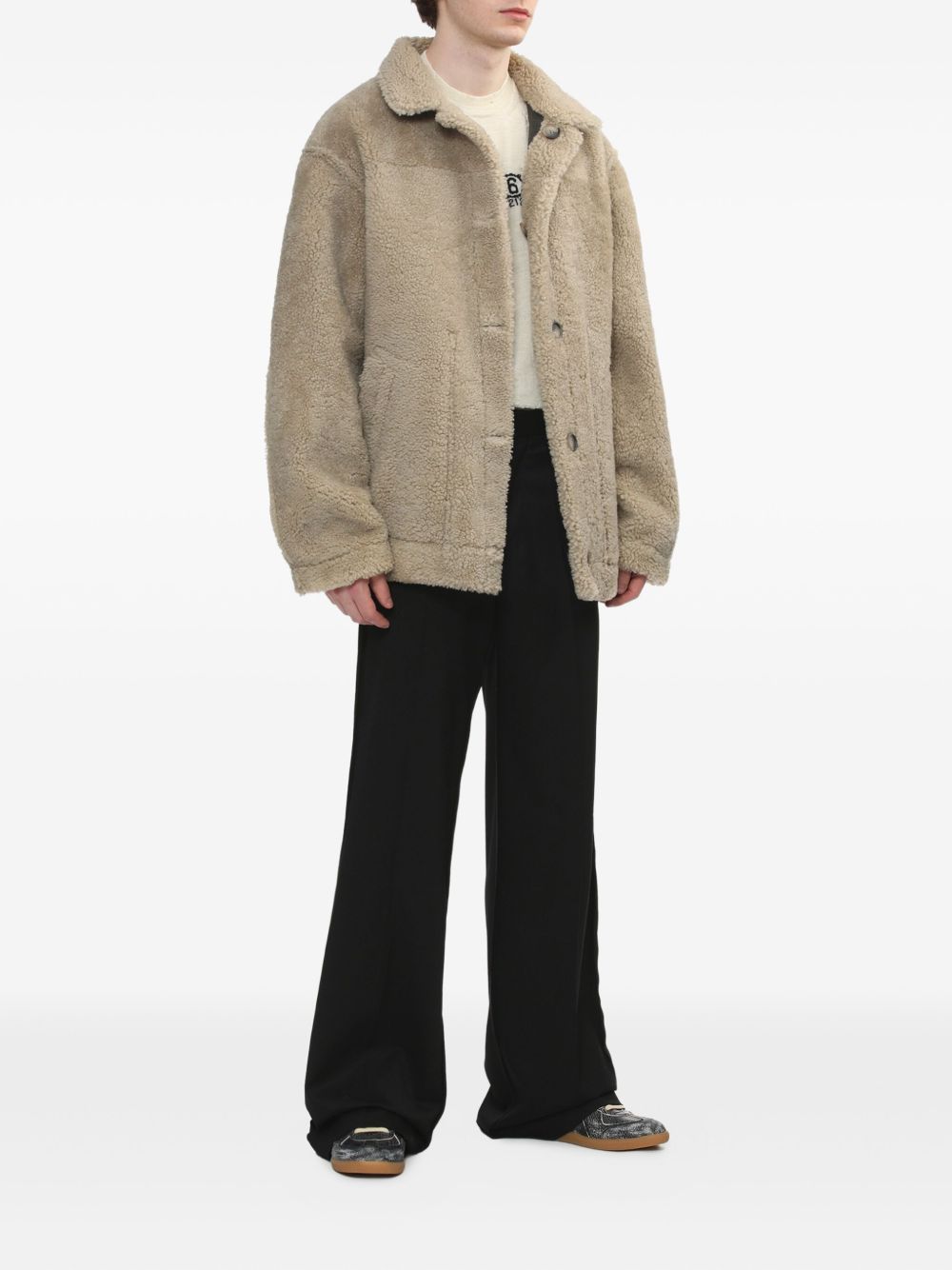 lambskin shearling-panel jacket