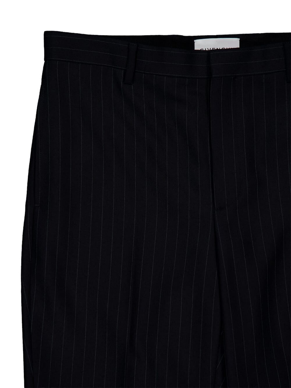 pinstripe wool trousers