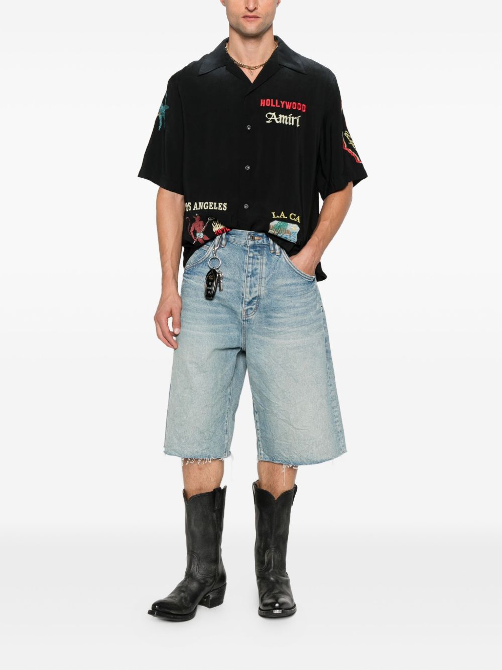 embroidered-details short-sleeve shirt