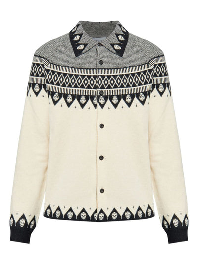 Skull-Motif Wool Cardigan