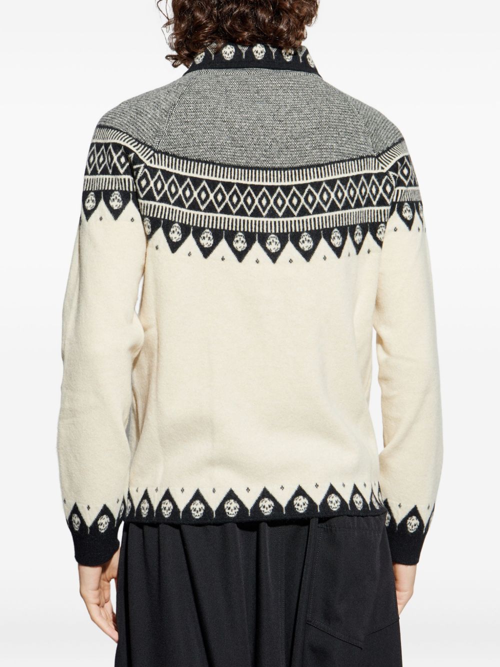 skull-motif wool cardigan
