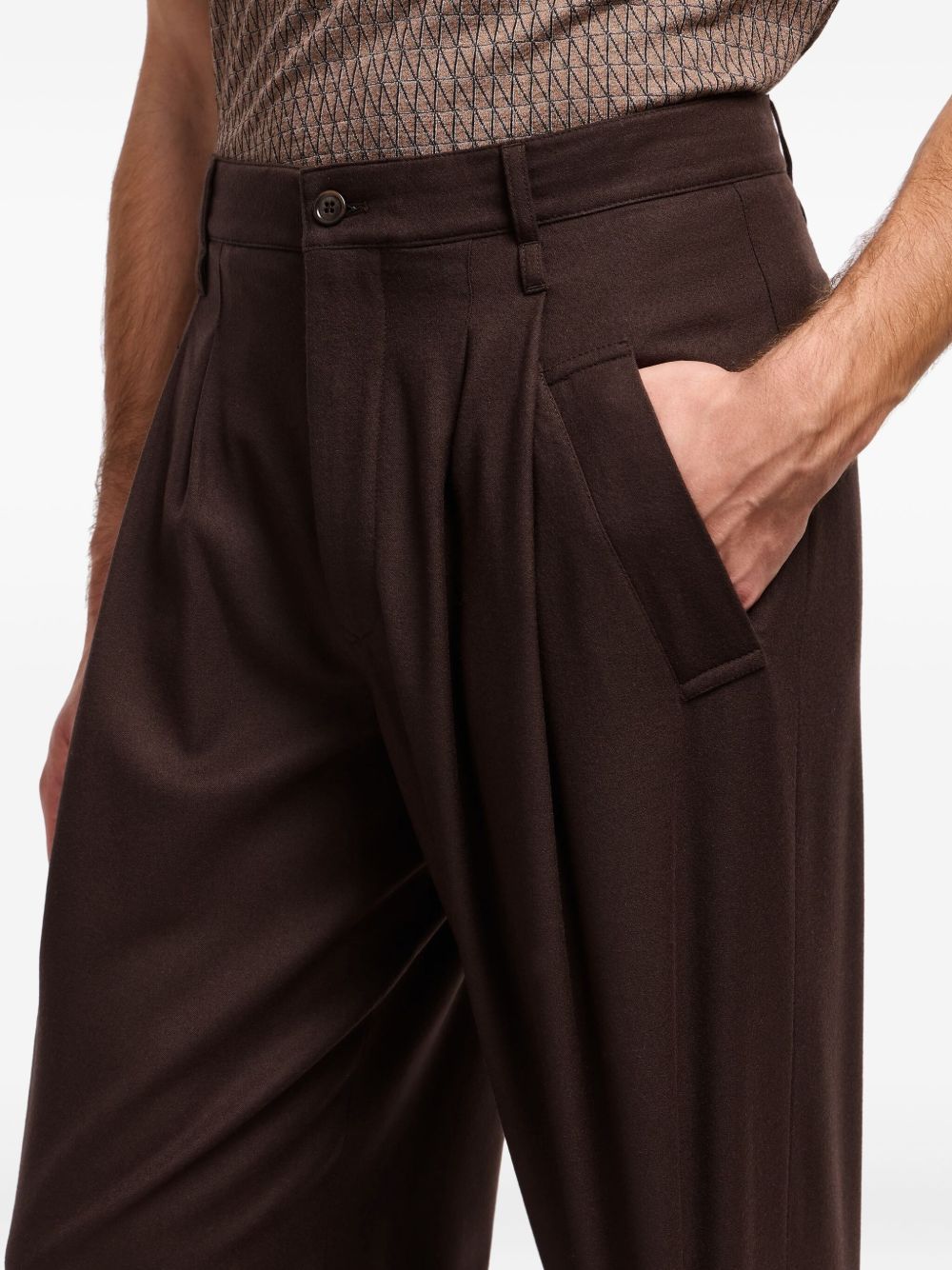 pleated-front wool trousers