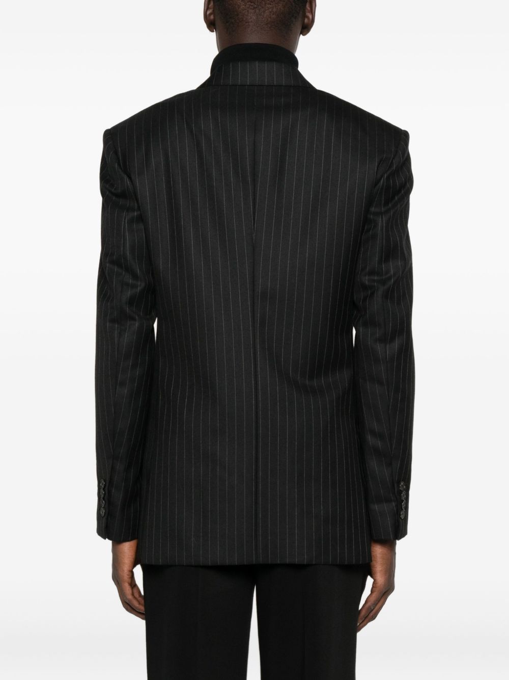 stripe-pattern double-breasted blazer