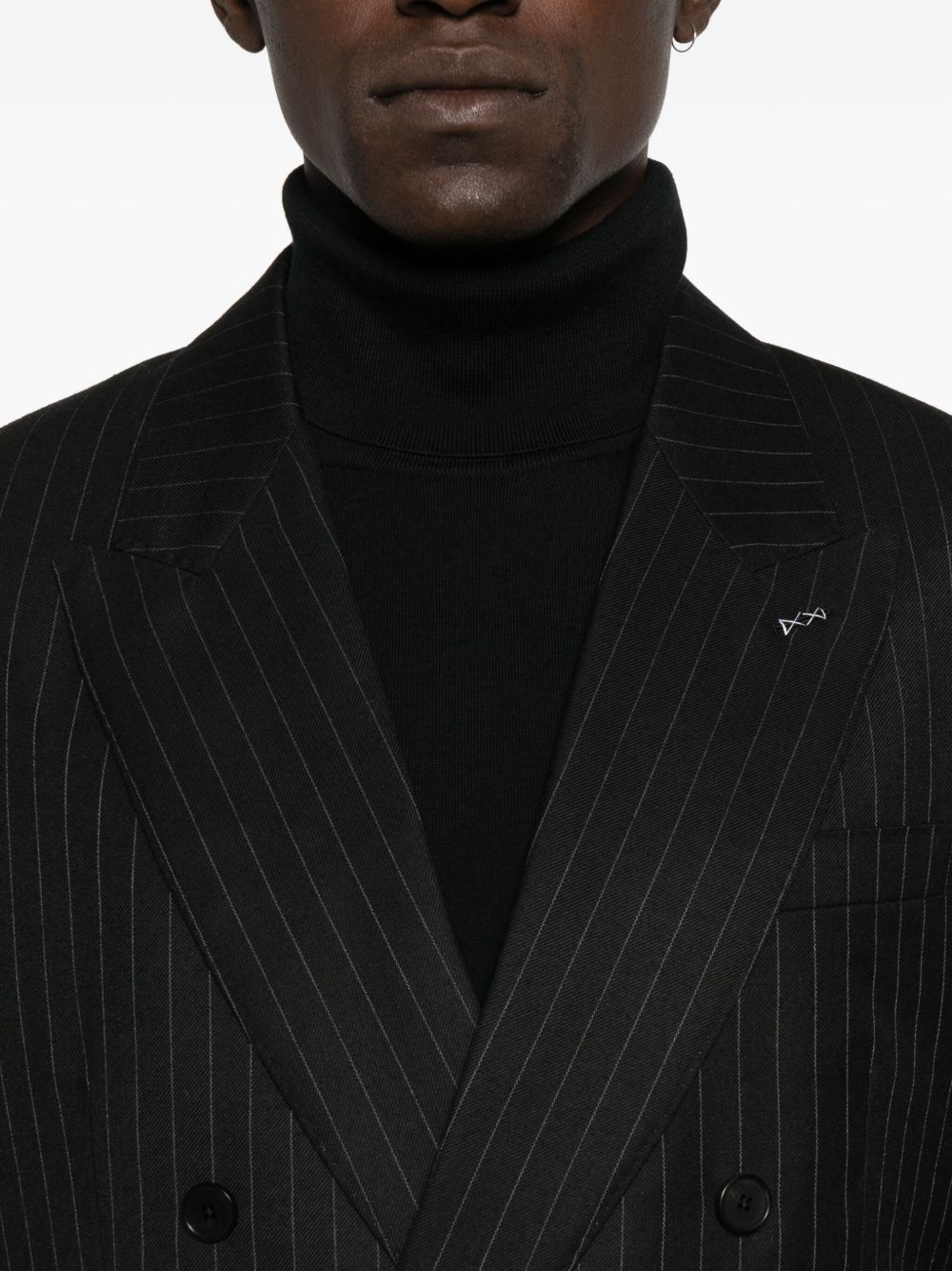 stripe-pattern double-breasted blazer