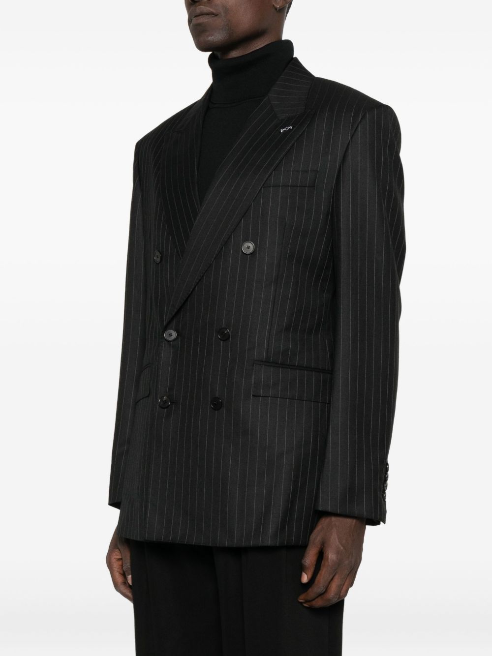 stripe-pattern double-breasted blazer