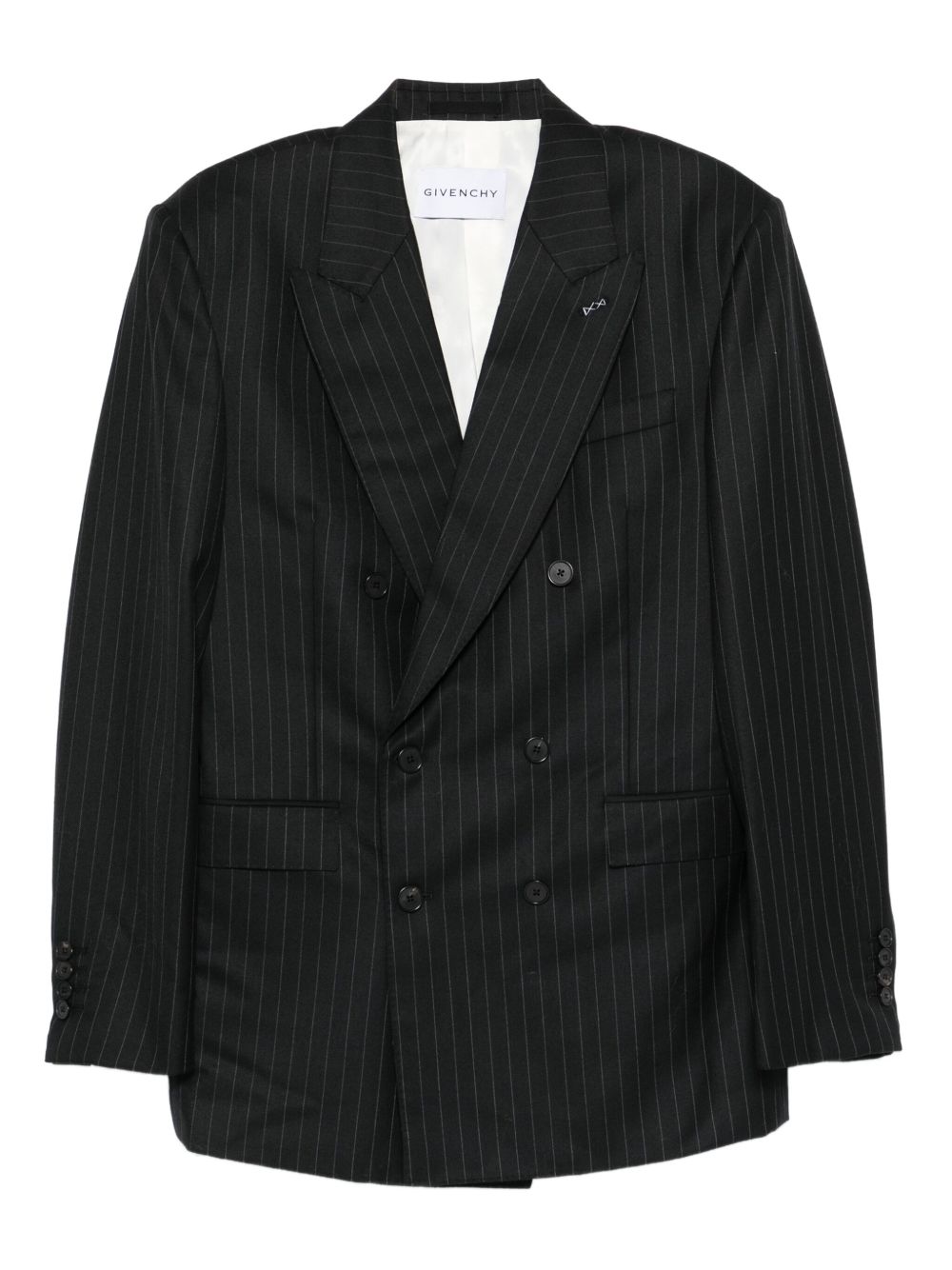 stripe-pattern double-breasted blazer