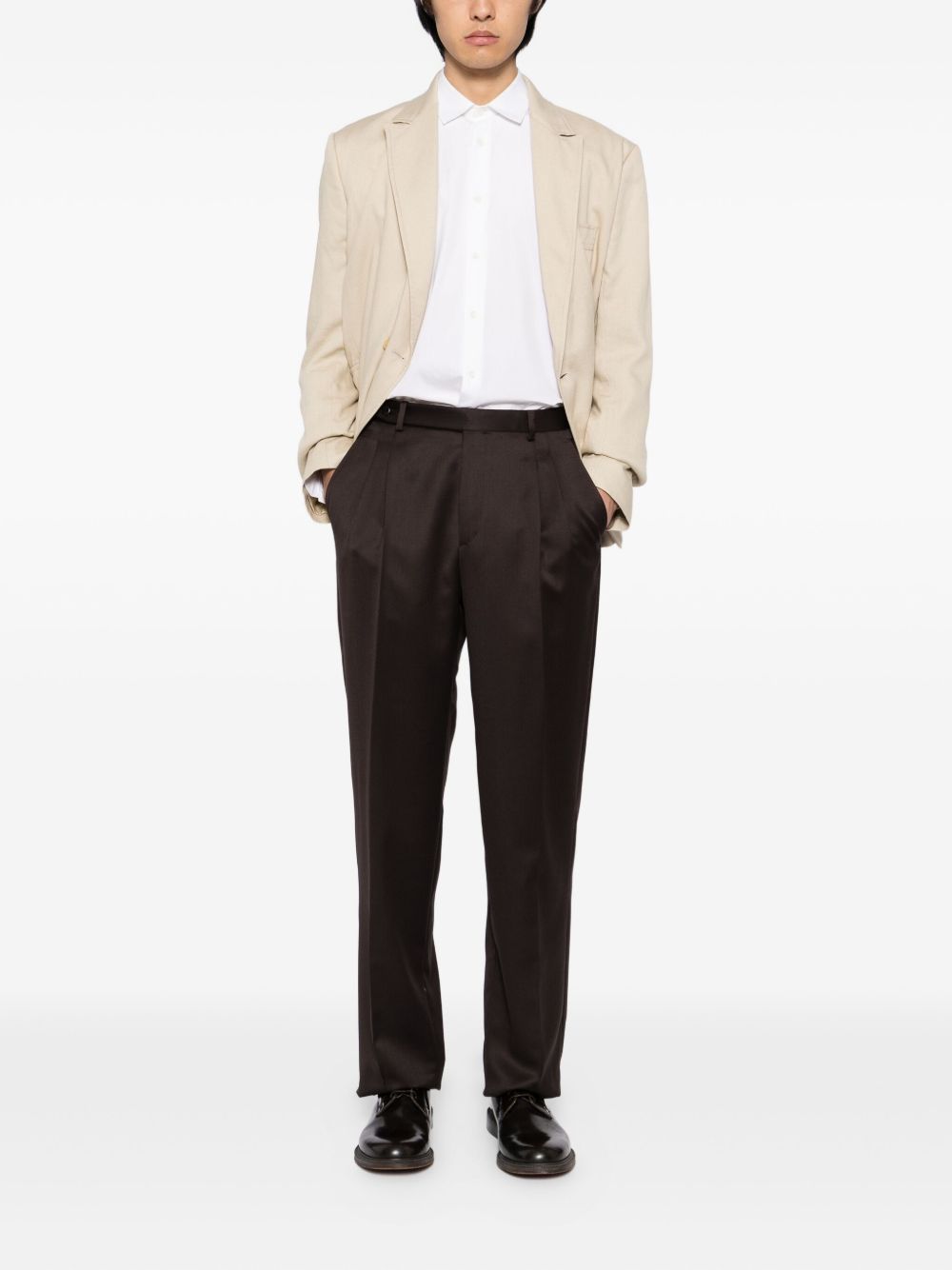 pleated wool trousers