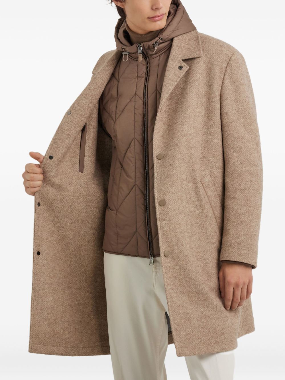 hooded single-breasted coat