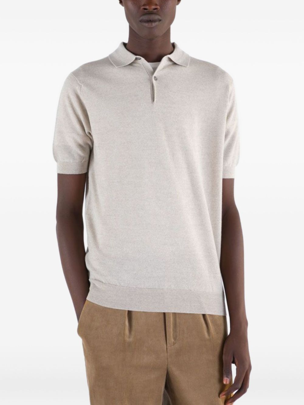 short-sleeved merino-wool polo shirt