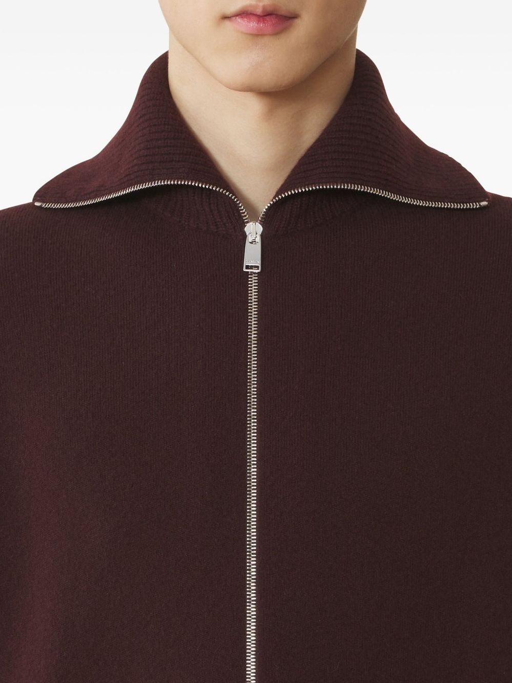 zip-fastening cashmere cardigan