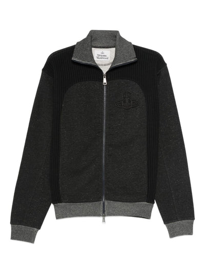 Embroidered-Orb Zip-Fastening Sweatshirt