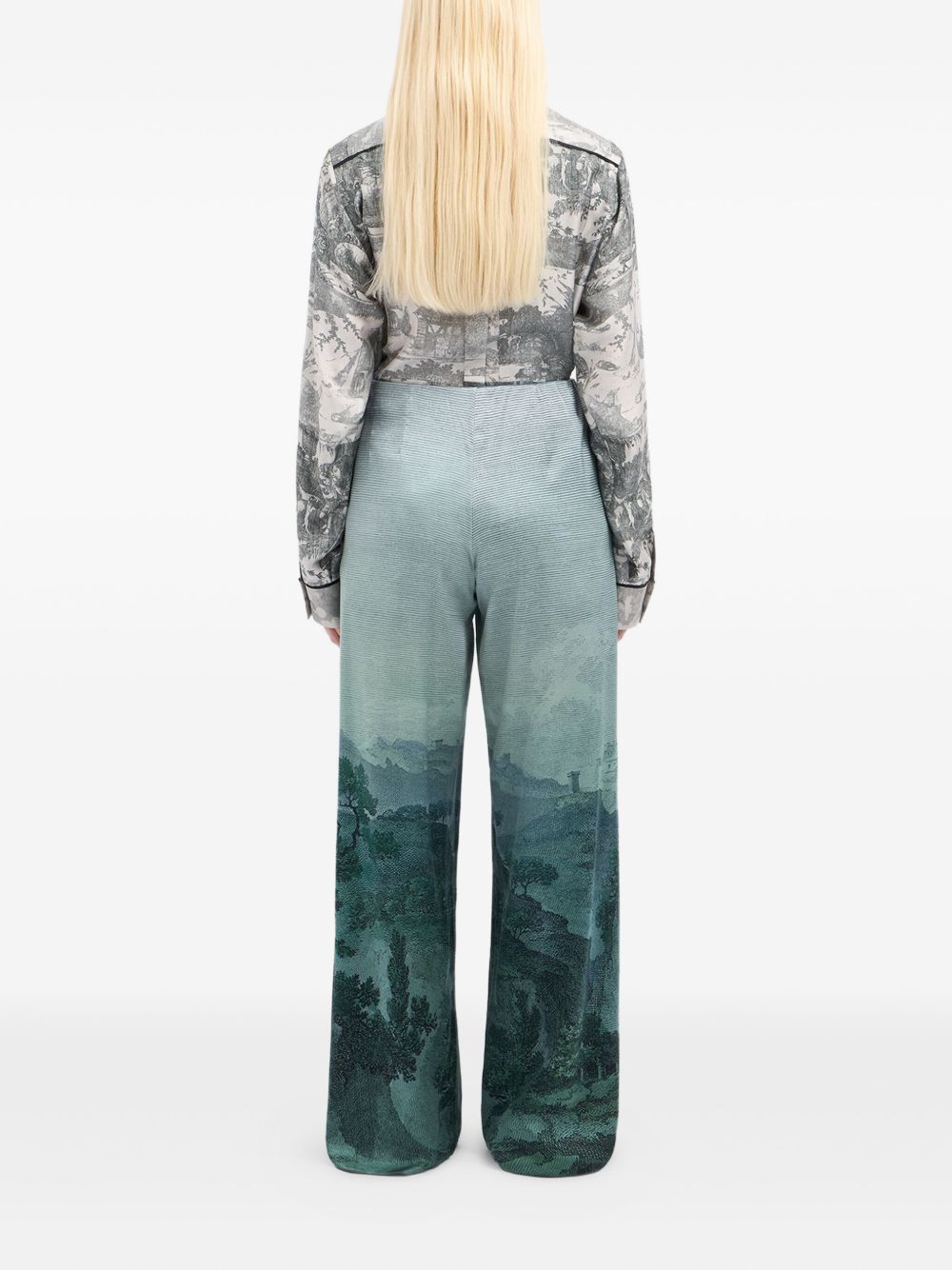 landscape-print trousers