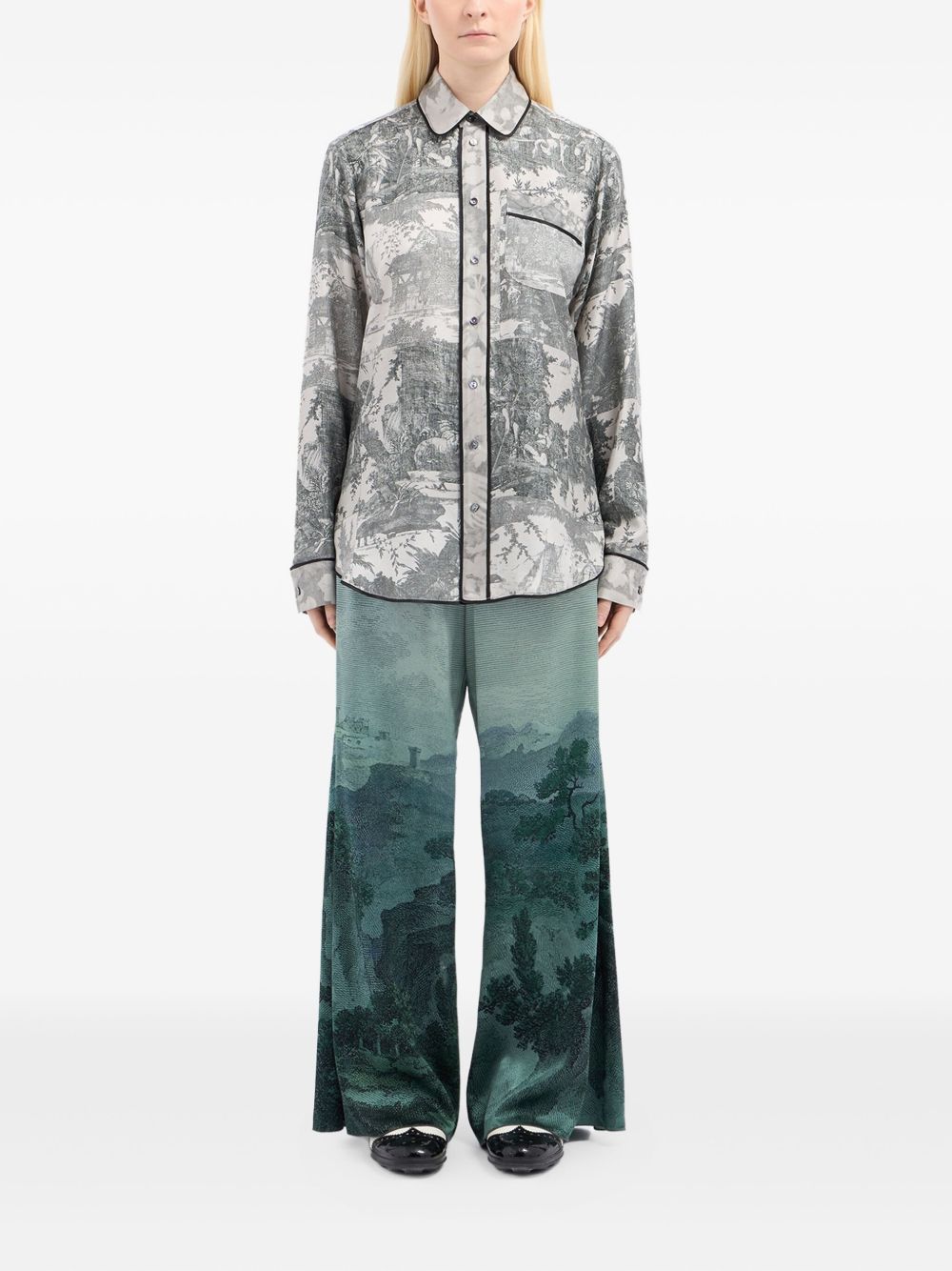 long-sleeve silk shirt