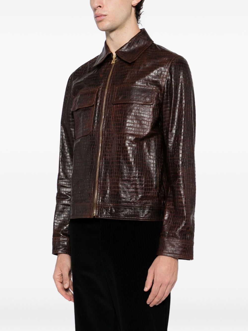 crocodile-effect leather jacket