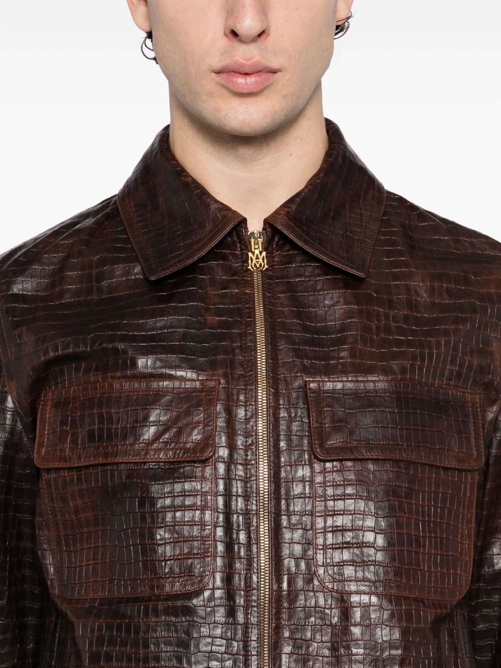crocodile-effect leather jacket