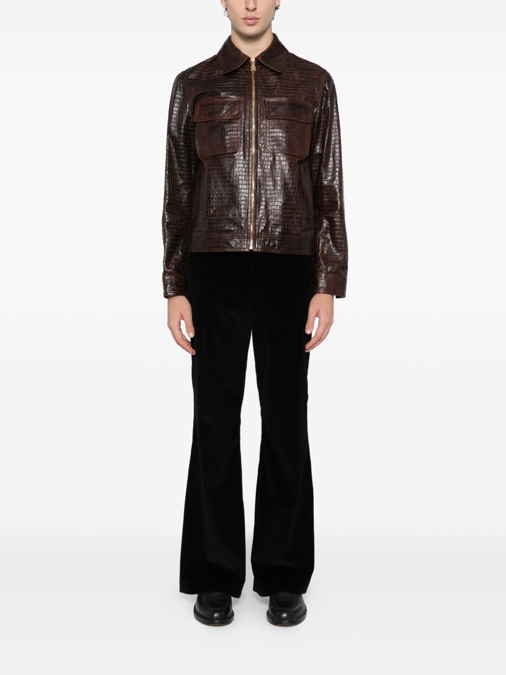 crocodile-effect leather jacket