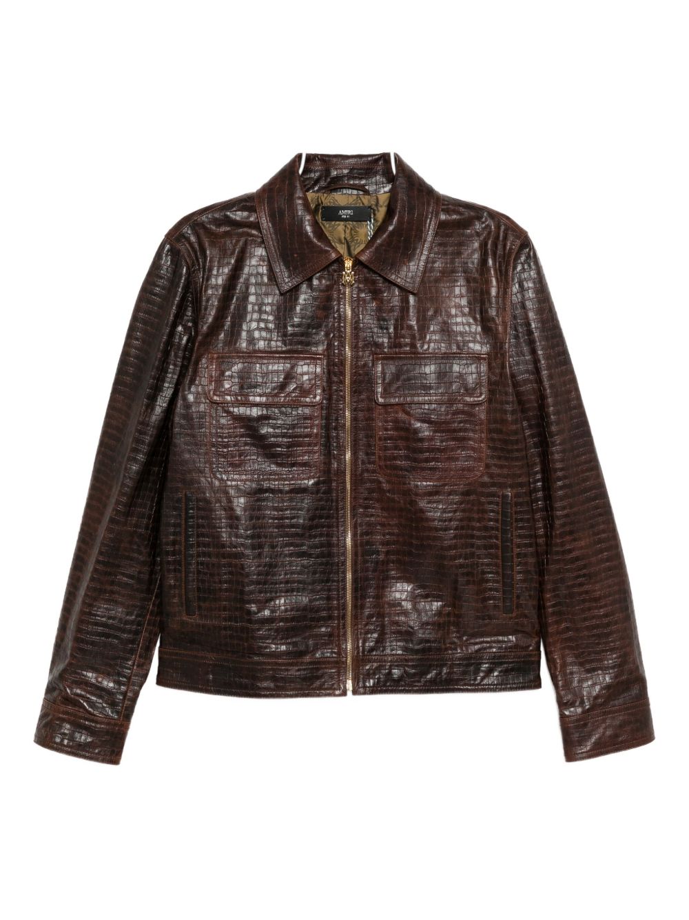 crocodile-effect leather jacket