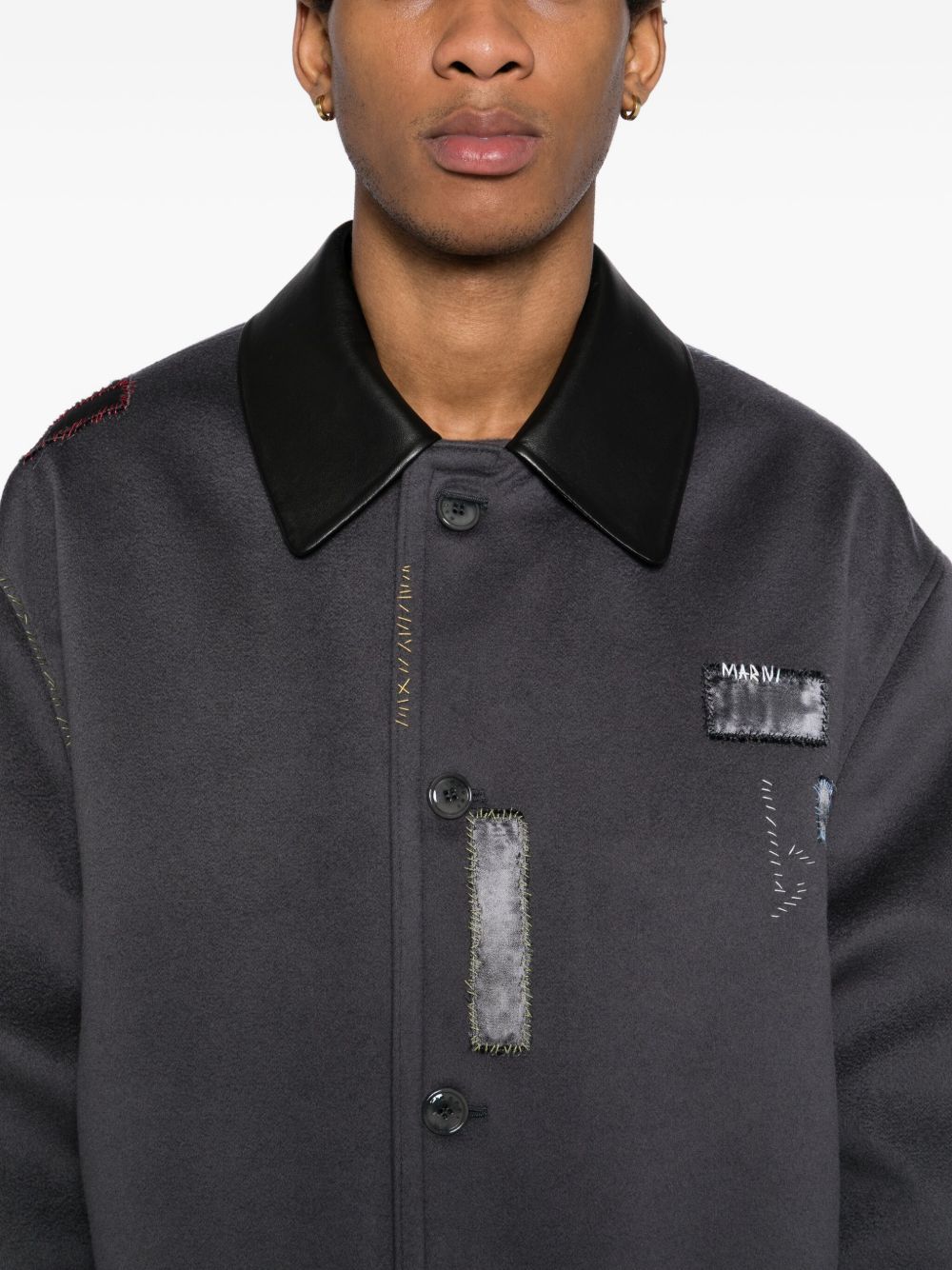 leather collar jacket