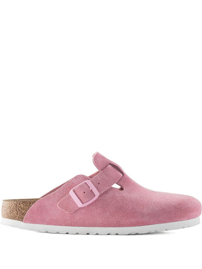 Boston Buckle Suede Mules