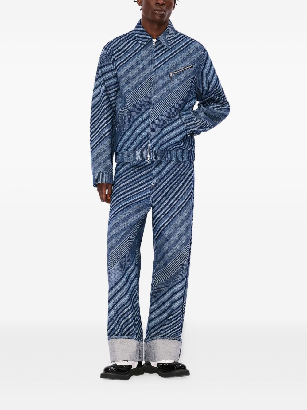 Diagonal Stripe cotton jacket