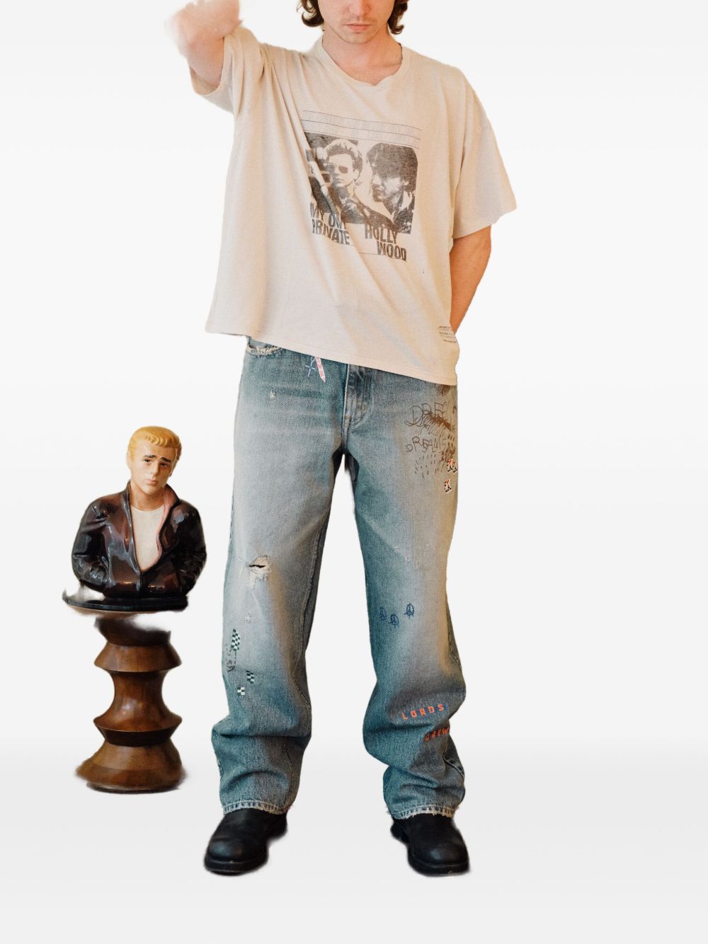 distressed Paly trousers